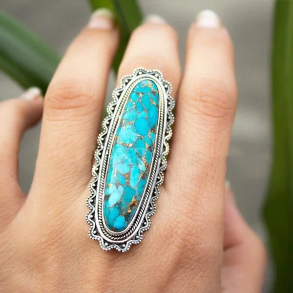 Sterling Silver Vintage Boho Turquoise Ring