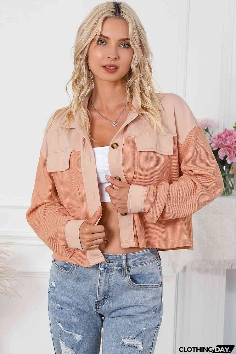 Button Down Dropped Shoulder Jacket