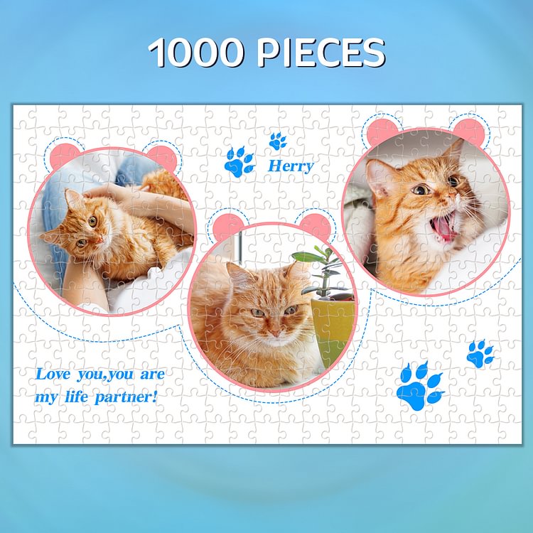Custom 3 Photo Puzzle Love You, You Are My Life Partner 1000 Pieces