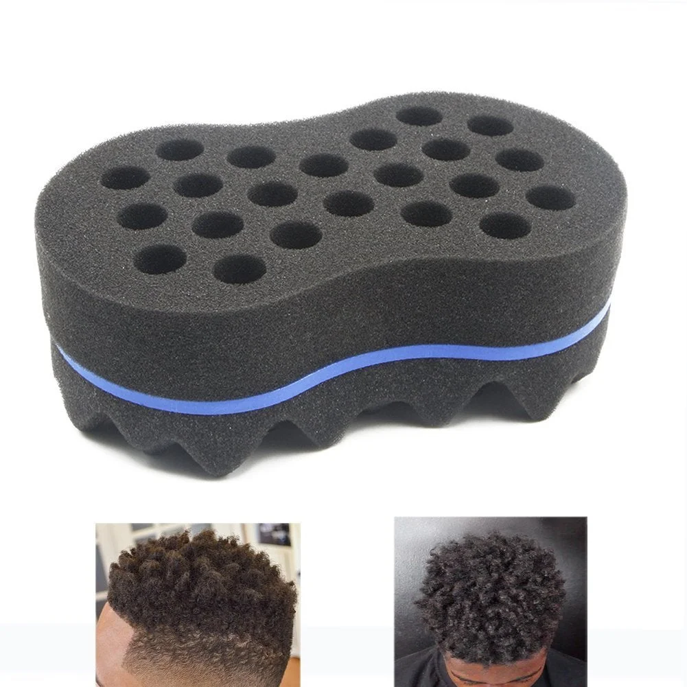 Magic Twist Hair Sponge,Barber Wave Tornado Big Comb Two-Side,Large Brush For Afro Natural Hair（2PCS Blue）