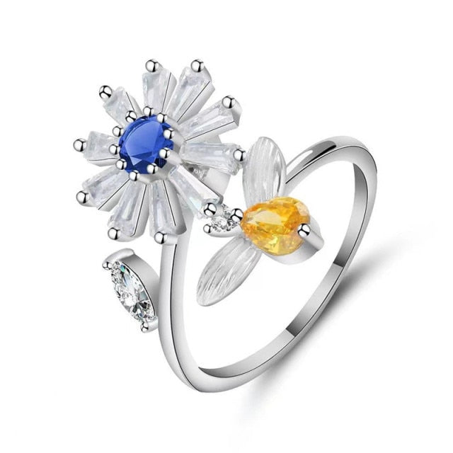 Loveyoufancy Flower & Bee Fidget Ring(with Gift Box)