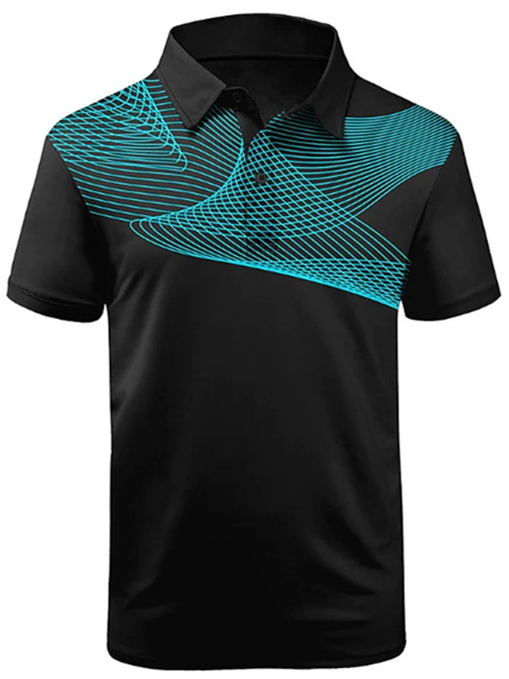 Men's Polo Shirt Golf Shirt Graphic Prints Geometry Linear Turndown Black and Red Black-White Black White Yellow Outdoor Street Short Sleeves Button-Down Print Clothing Apparel Sports Fashion