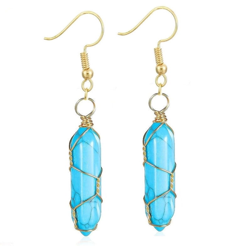 1 Pair Casual Minimalist Geometric Natural Stone Crystal Iron Drop Earrings