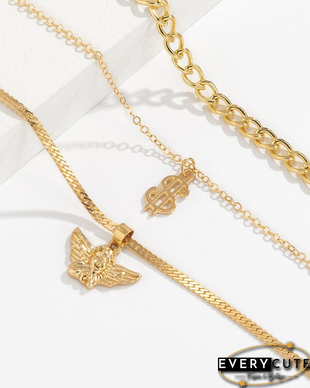 Punk Style Dollar & Angel Pattern Chain Metallic Anklet