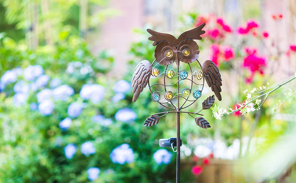 Creative Metal Owl Solar Lights Outdoor Garden Animal Decoration