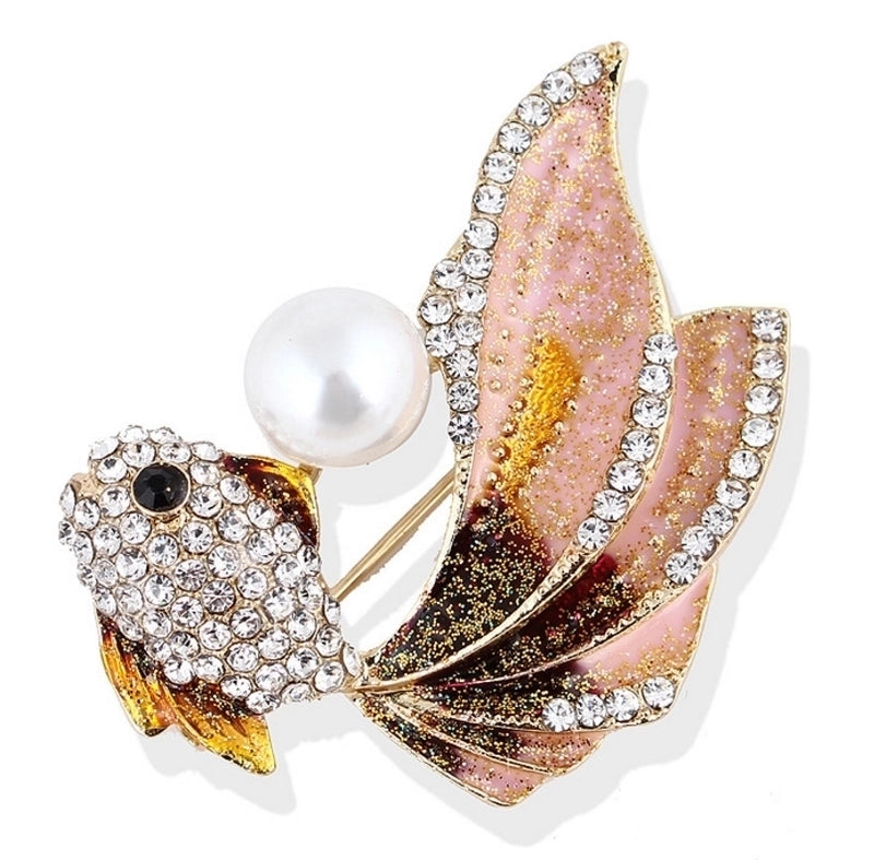 Fashion Pin Fish Alloy Plating Metal Zircon Women’S Brooches