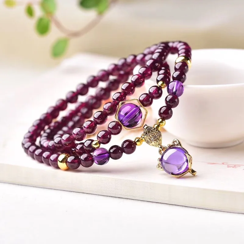 Garnet Three Circle Bracelet