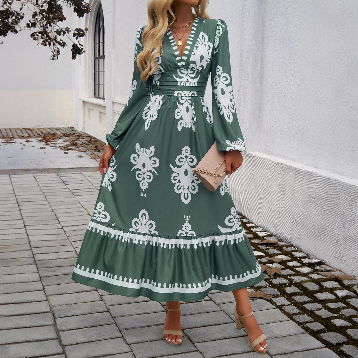 Mature Women Casual Temperament Elegant Printed Dress