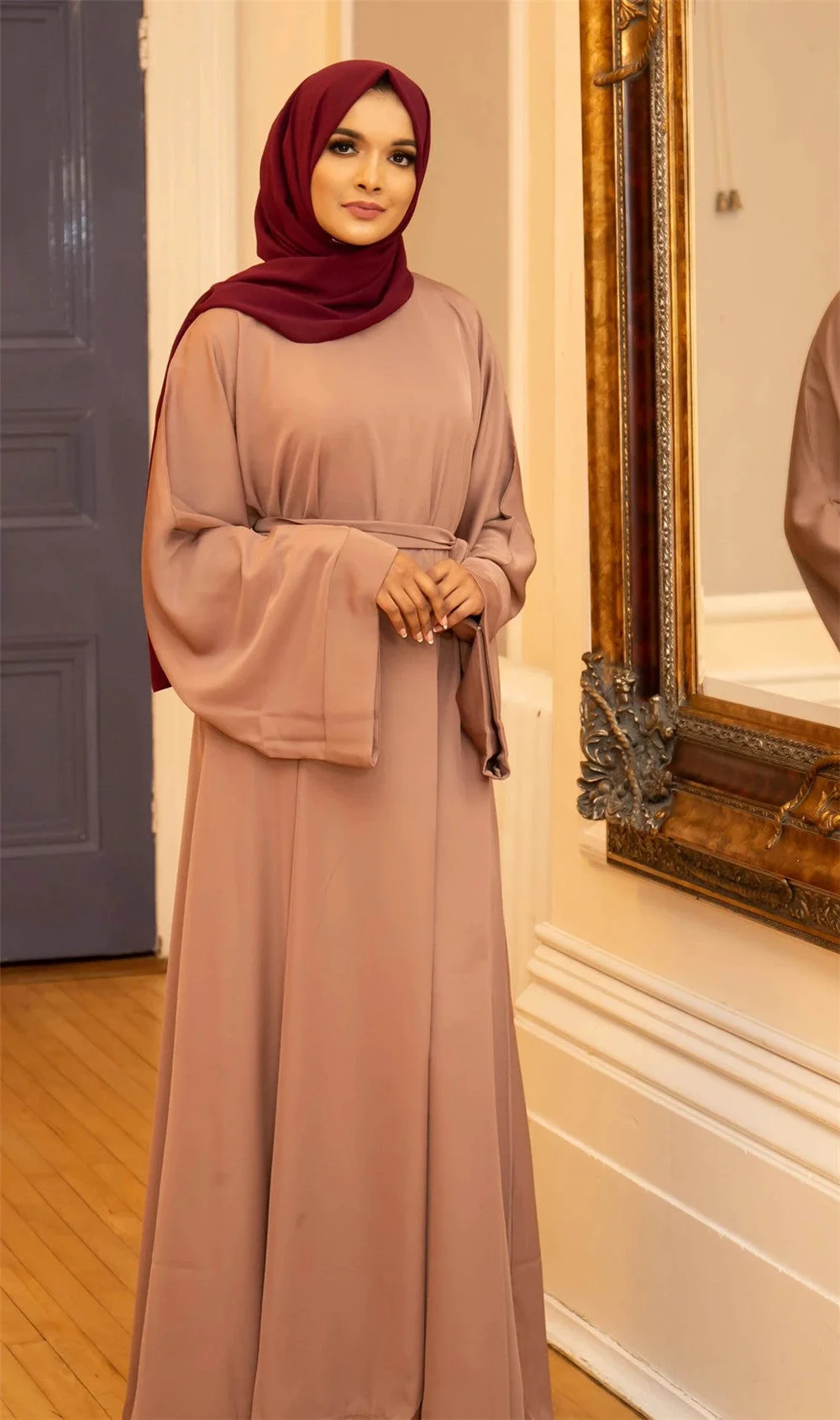 Brownm Basic Solid Color Robe Dress Dresses