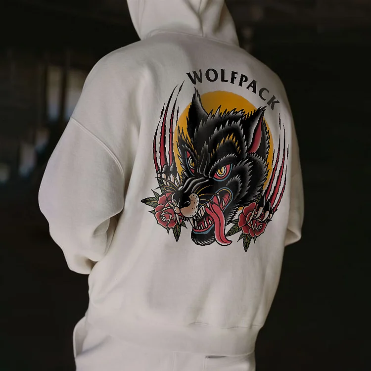 Ferocious Wolf Pack Print Streetwear Fashion Men’s Hoodie