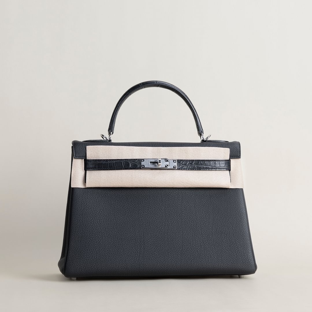 Kelly32 Touch Togo/Matte Alligator crocodile 89 Noir PHW