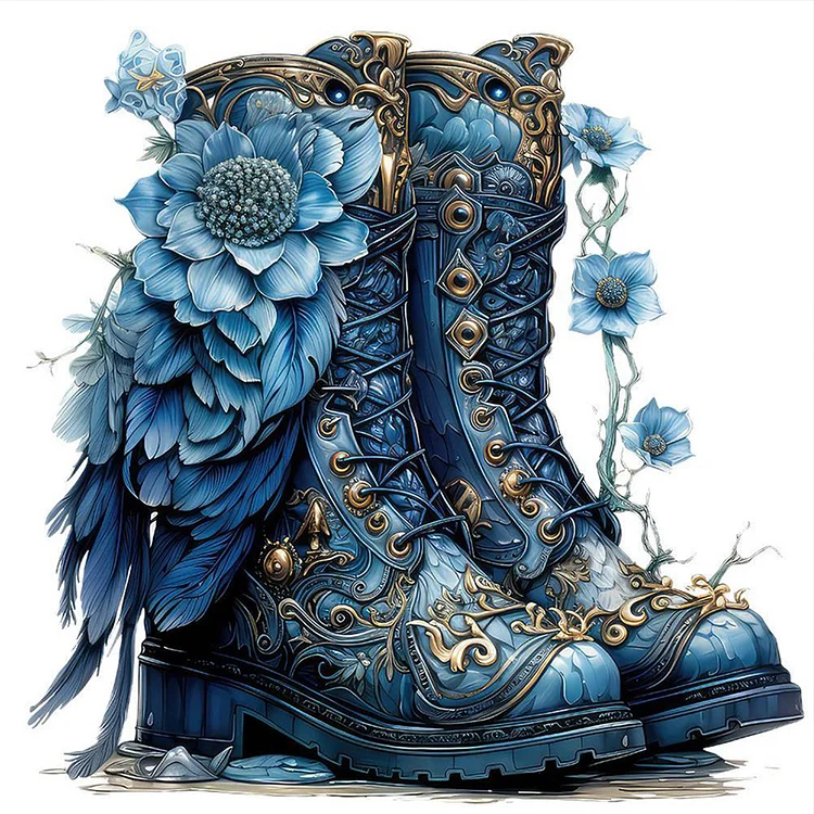 Blue Boots 30*30CM (Canvas) Full Round Drill Diamond Painting gbfke