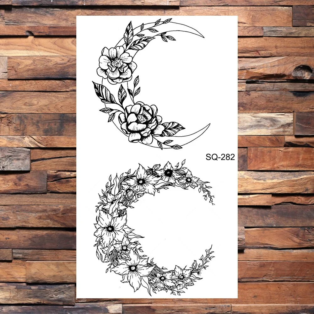 Black Compass Anchor Temporary Tattoos For Adults Men Realistic Pirate Ship Endless Flower Fake Tattoo Sticker Back Arm Tatoos