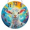 (US Only)2D Flat DIY Alpaca 5D Diamond Hanging Clock Art Craft for Living Room Decoration