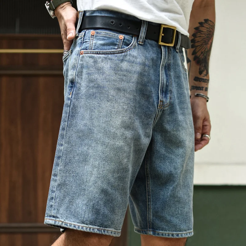 Retro Stitching Hand-embroidered Washed Denim Cropped Pants