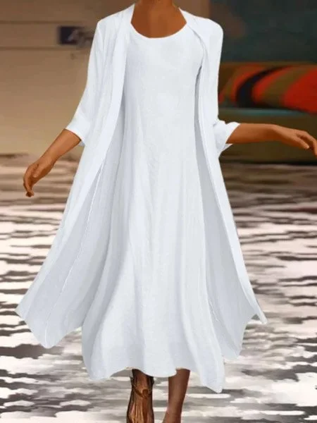 3/4 Sleeve Crew Neck Dresses Two-Piece Suit