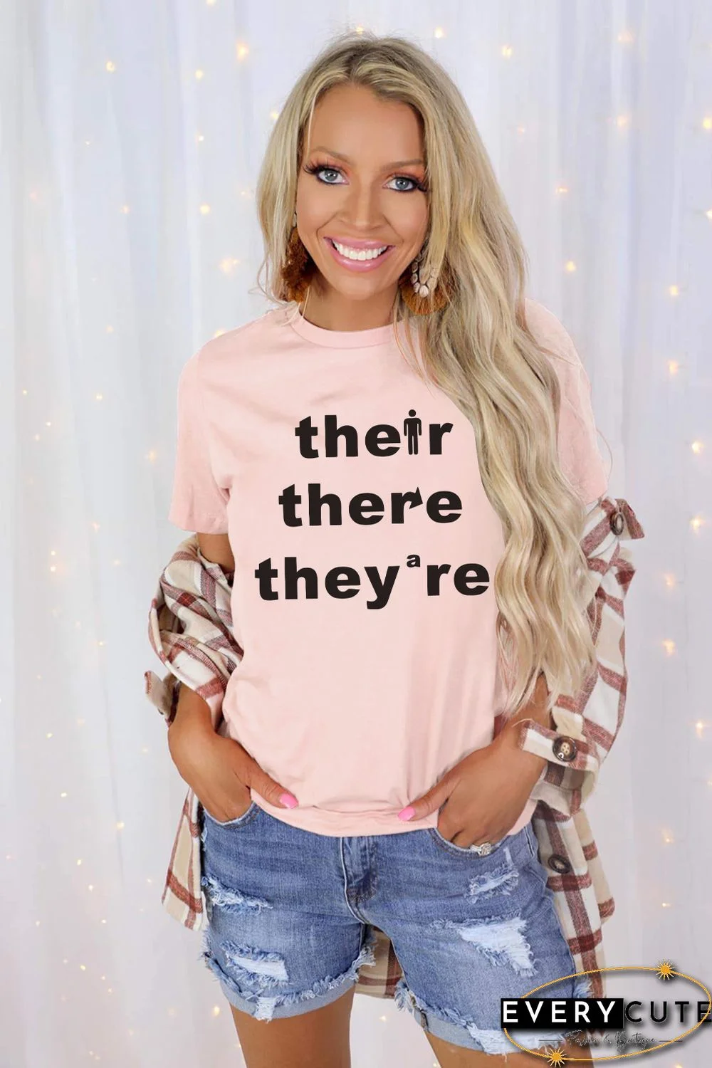 Pink Short Sleeve Letters Graphic T-shirt