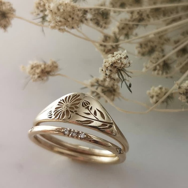 FREE Today: "Lavender  Season" - Unique Gold Lavender Holow Ring