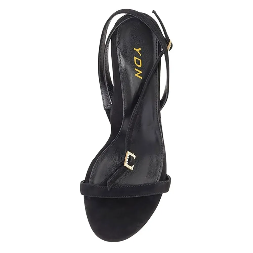 Black Open Toe Pearl Sculptural&nbsp;High Heel Strappy Sandals for Women