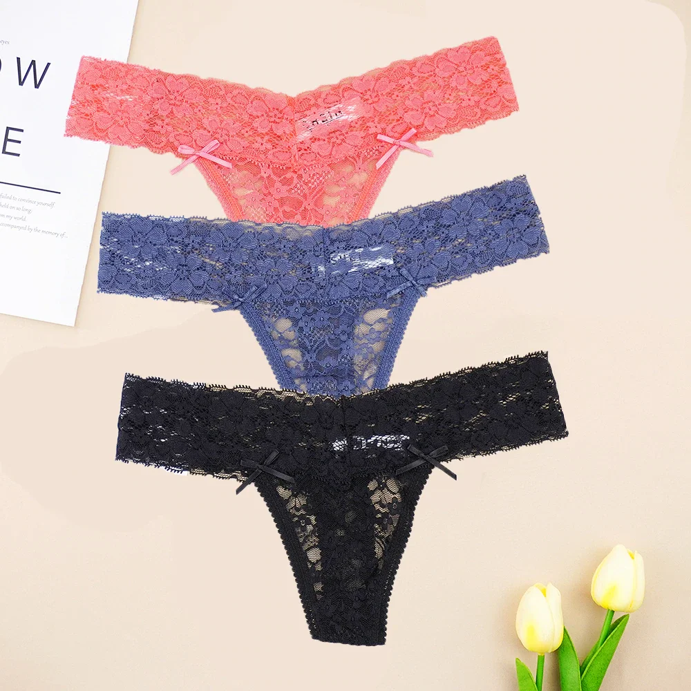 Billionm Sexy Full Lace Panties Women Thongs Hollow Out String Transparent Seamless Underpants Tangas Super Low Waist T-back