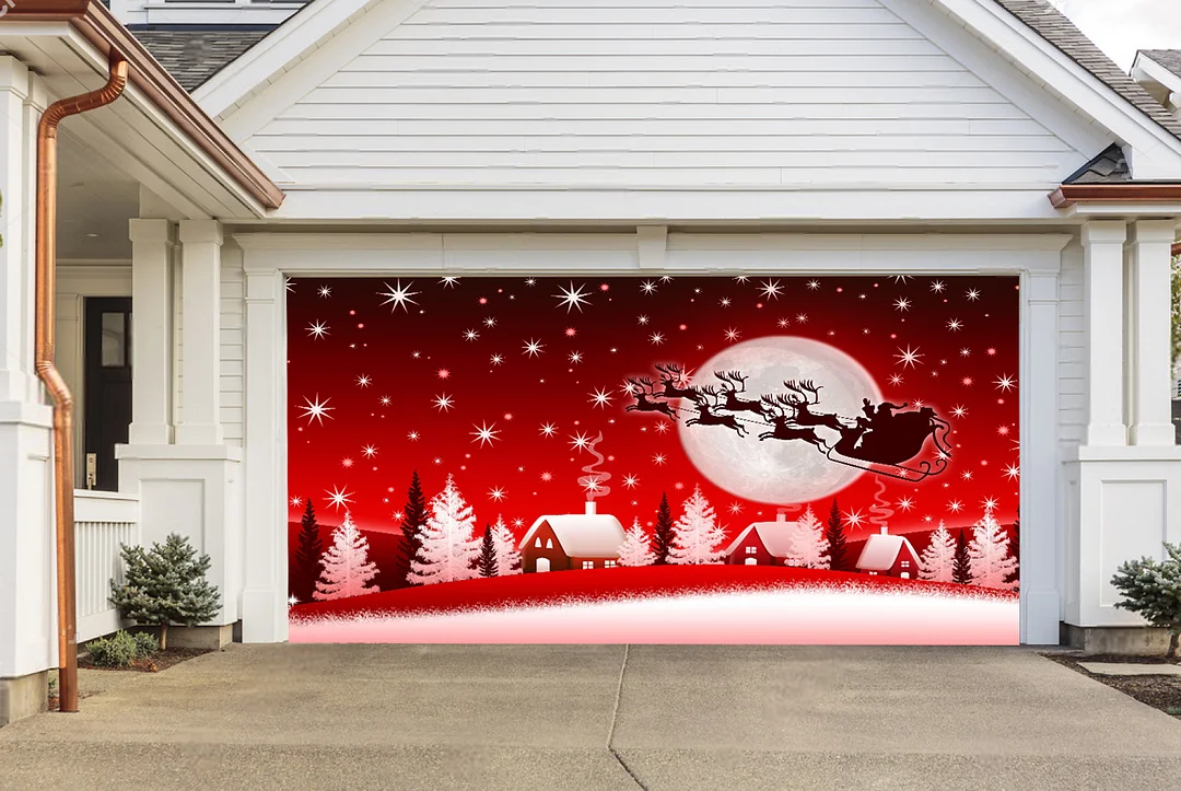 Sky Elk-Holiday Garage Door Banner Decor