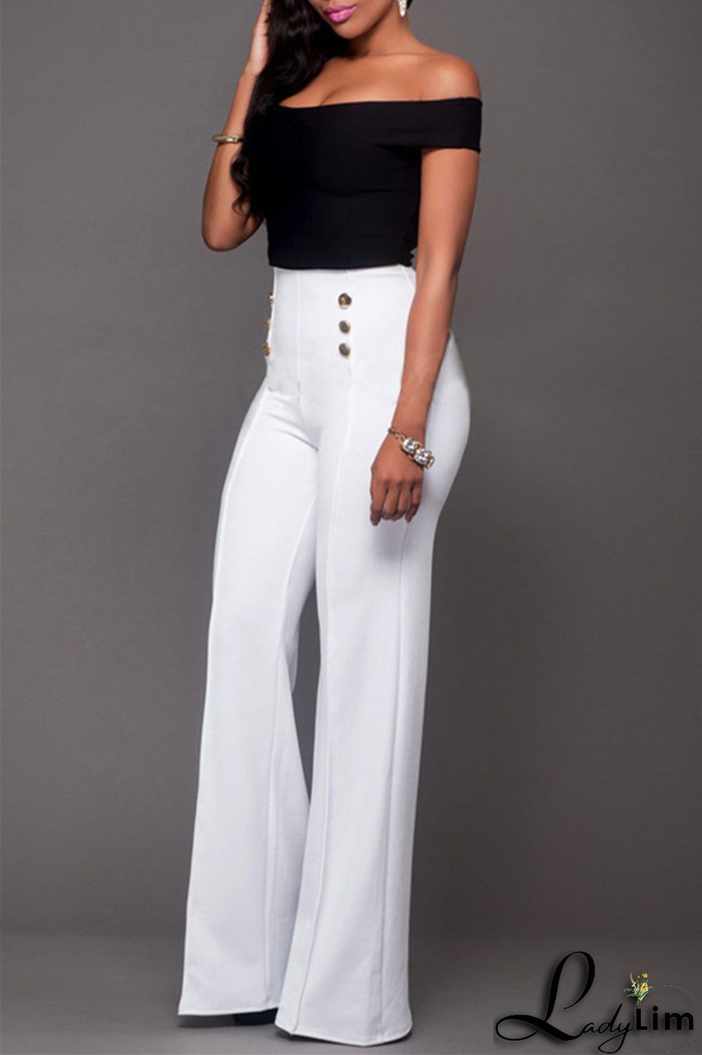 Rose Red Fashion Casual Solid Patchwork Regular High Waist Trousers