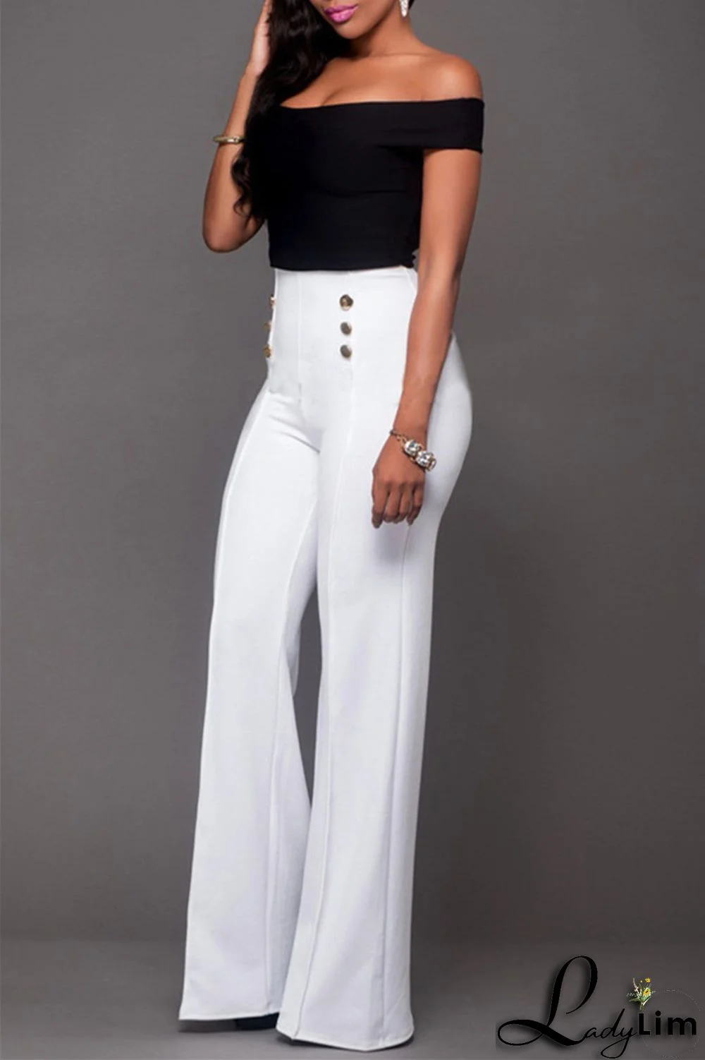 Rose Red Fashion Casual Solid Patchwork Regular High Waist Trousers