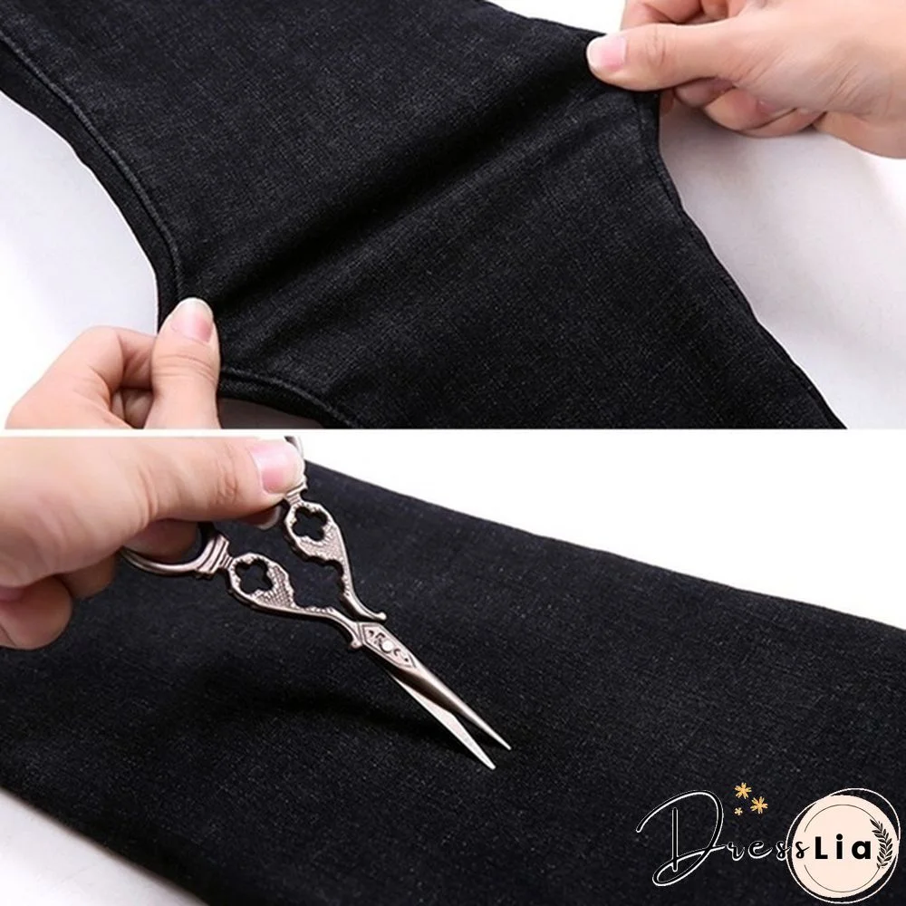 Winter Warm High Waist Velvet Jeans for Ladies To Wear Tights Warm for Ladies Denim Pencil Jeans Women's Thick Winter Socks