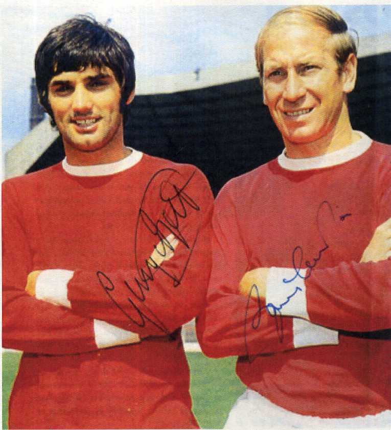 GEORGE BEST & BOBBY CHARLTON Signed Photo Poster paintinggraph Manchester United Icons Preprint