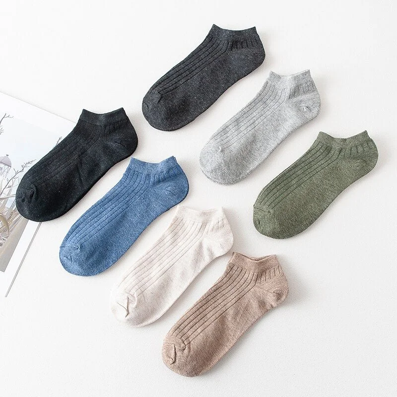 5 Pairs Women Simple Solid Cotton Casual Striped Short Socks for Ladies Breathable Comfortable Soft Trendy Japanese Korea Sox