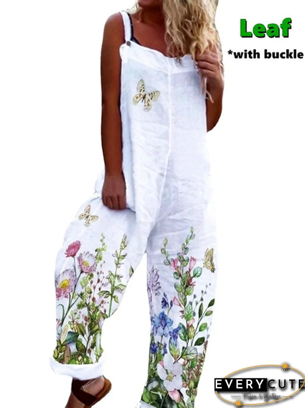 Summer New Fashion Women Casual Overalls Floral Print Jumpsuit Graphic Sling Pants Loose Casual Style Plus Size Streetwear