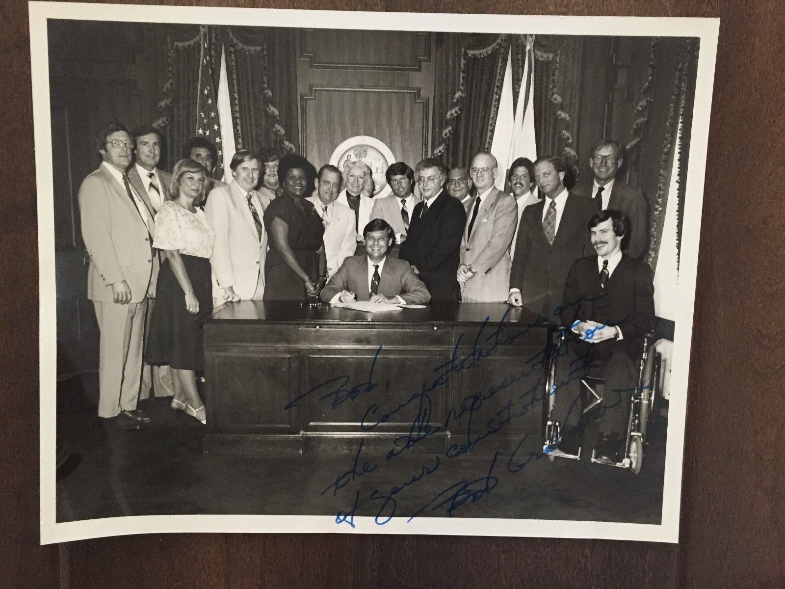 SIGNED, Inscribed B&W Promo Photo Poster painting of Forida Senator & Governor Bob Graham