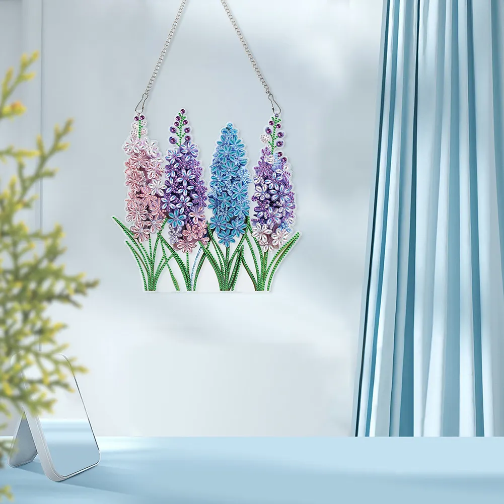 Lavender 2D Flat DIY Hanging Diamond Art Kits Window Hanging Art for Home Decor