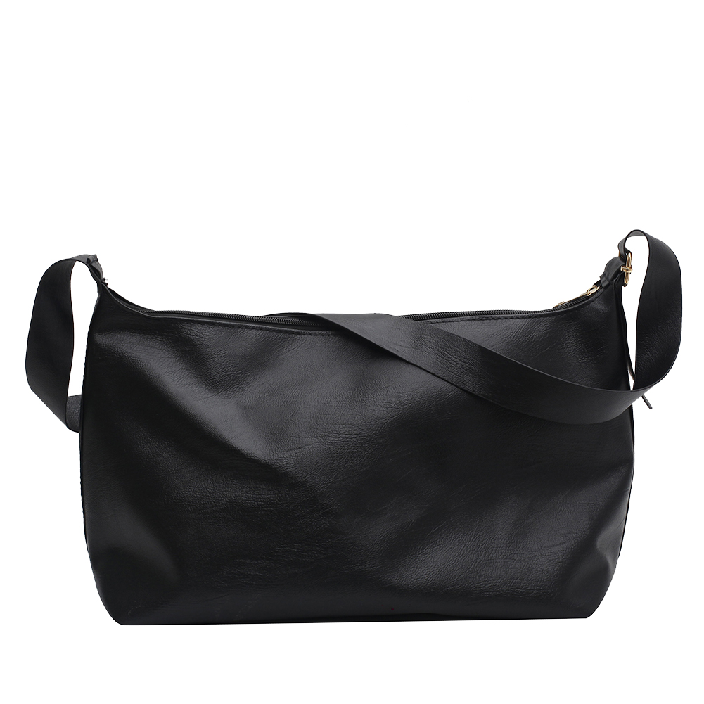 

Autumn Women Solid Leather Shoulder Bag Portable Pleated Underarm Clutches, Black, 501 Original