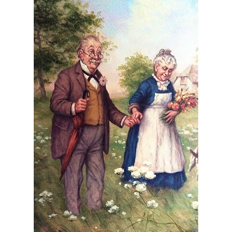 Older Couples - Full Round - Diamond Painting（30*40cm)