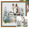 Flowers And Horses - 11CT Stamped Cross Stitch 50*50cm/19.69*19.69in
