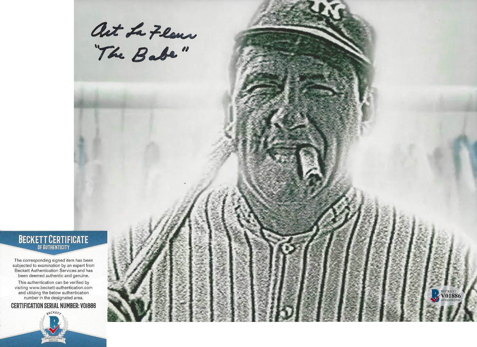 ART LAFLEUR SIGNED THE SANDLOT 'BABE RUTH' 8x10 MOVIE Photo Poster painting BECKETT COA BAS