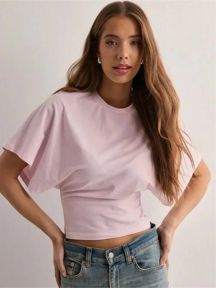 Nigikala Nigikala Korean Version Design Round Collar Collar Collar Short-Sleeved T-Shirt For The Summer New Simple And Pure Color Loose Top