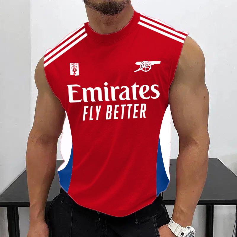 Men's Football Team Logo Print Jersey Casual Fitness Sleeveless Vest / TECHWEAR CLUB / Techwear