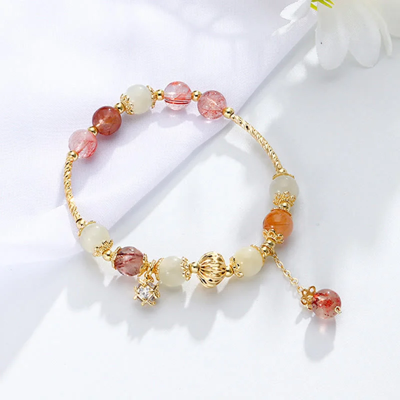 Rutilated Quartz Cat Eye Zircon Auspiciousness Bead Charm Bracelet