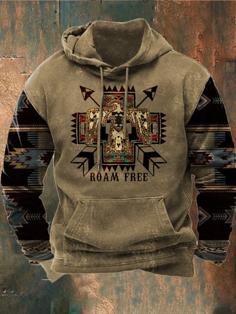 Men's Western Retro Long Sleeve Hoodie