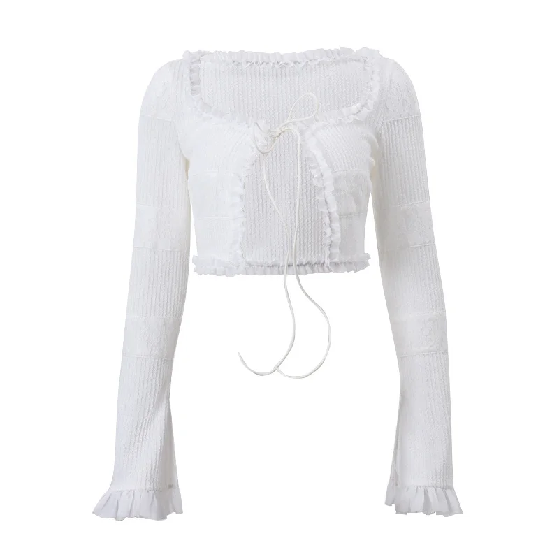 Uveng Uveng 2023 New French Square Collar Knit With Cardigan Long Sleeve Top Fashion Temperament Cake Short Skirt Suit