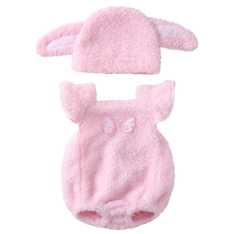 For 12" Reborn Baby Plush Pink Wings Crawling Suit