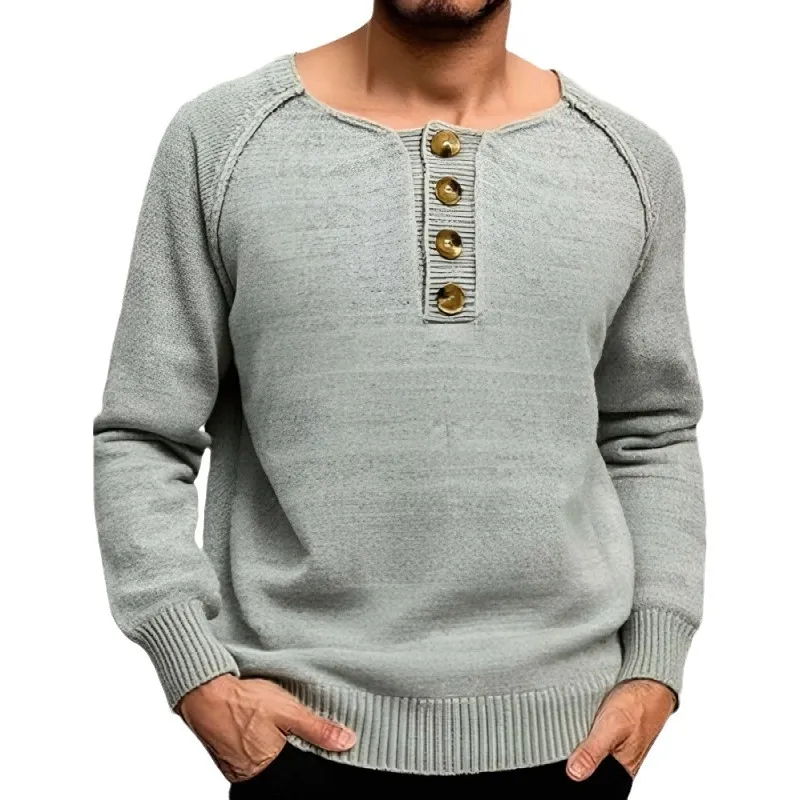 Uveng Uveng Men's Spring And Autumn Knitted Shirt Solid Long Sleeves Thin Sweater SY0140
