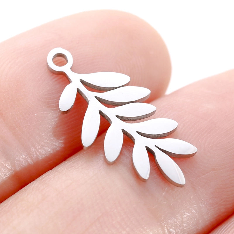5 PCS/Package 304 Stainless Steel Leaf Four Leaf Clover Ginkgo Leaf Pendant Jewelry Accessories