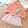 Kid Baby Girl Winter Unicorn Rainbow Tulle Dresses