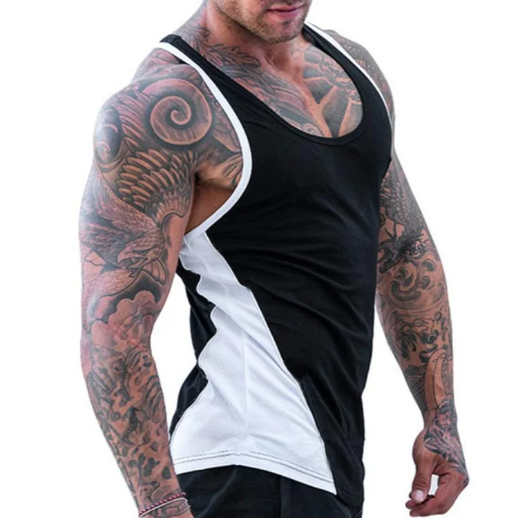 Men's Casual U-neck Contrast Color Sports Tank Top