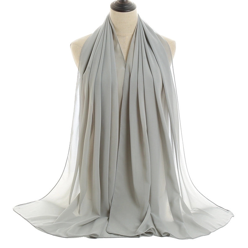 Women’s Minimalist Solid Color Chiffon Cotton Linen Scarves