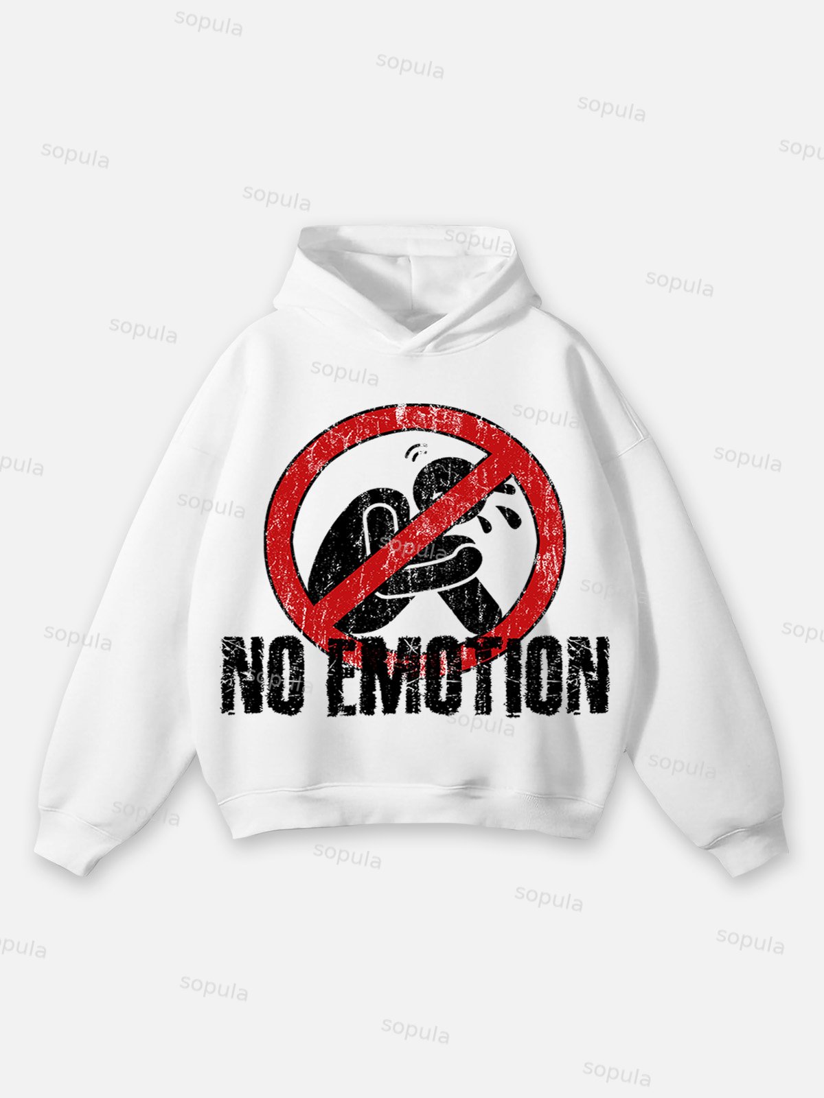Streetwear No Emotion Graphic Print Hoodie - SOPULA