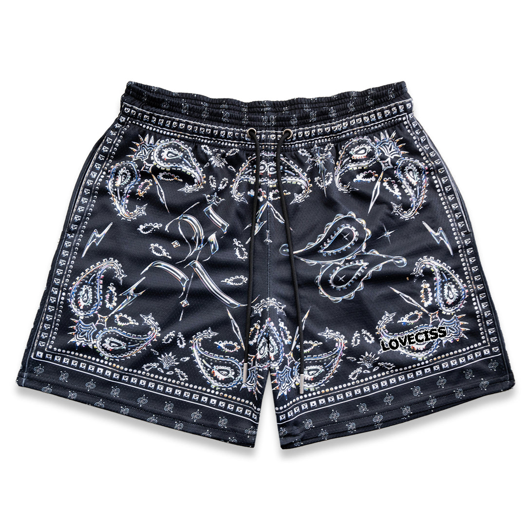 Chrome Bandana Fundamental Printing Casual Mesh Shorts - SOPULA